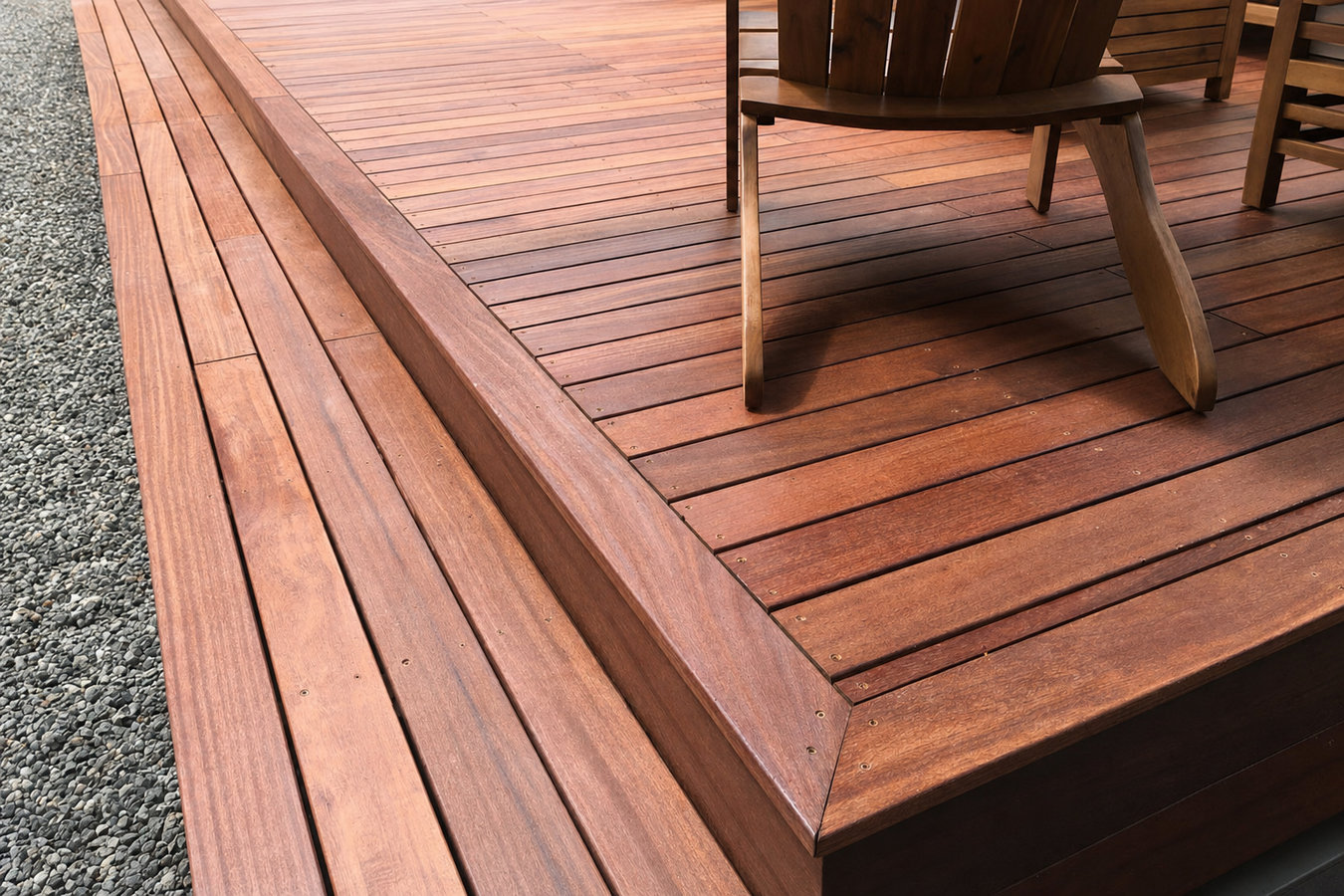 Cedar wood deck construction