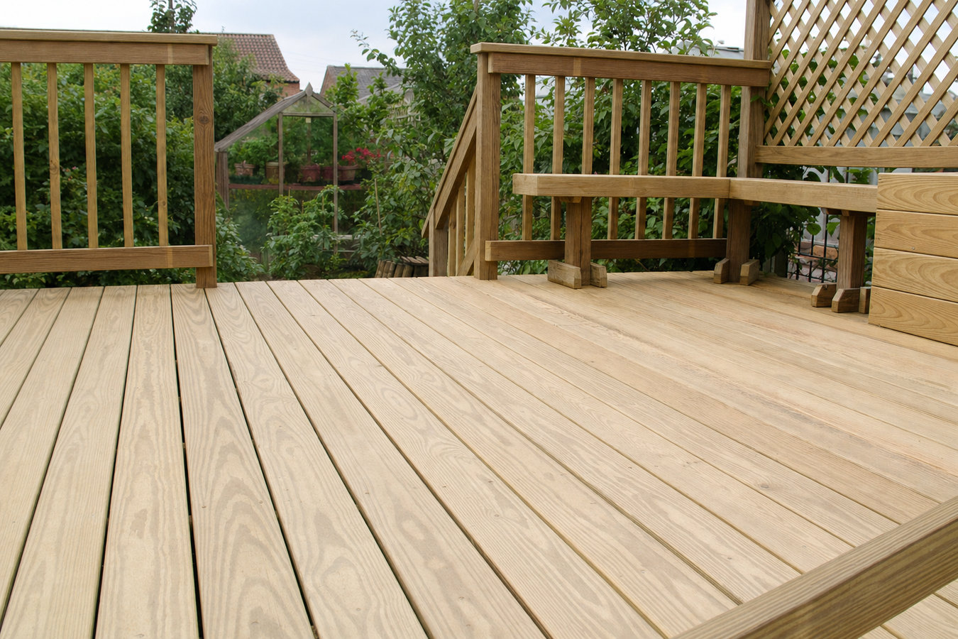 Pressure-treated wood deck construction in Carson, CA